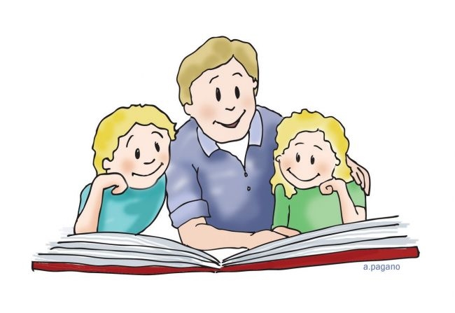children reading together clipart